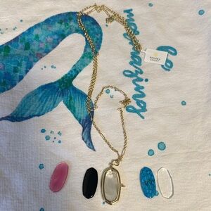 Kendra Scott Gold Necklace with Pink, Black, Turquoise, and Clear Pendants